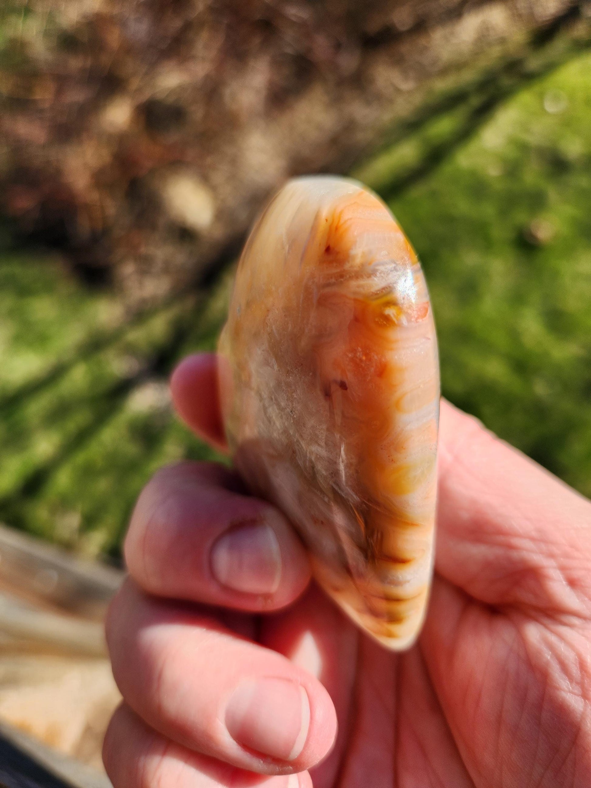 High Polished Bahia Jasper Crystal Heart, Hand Sized