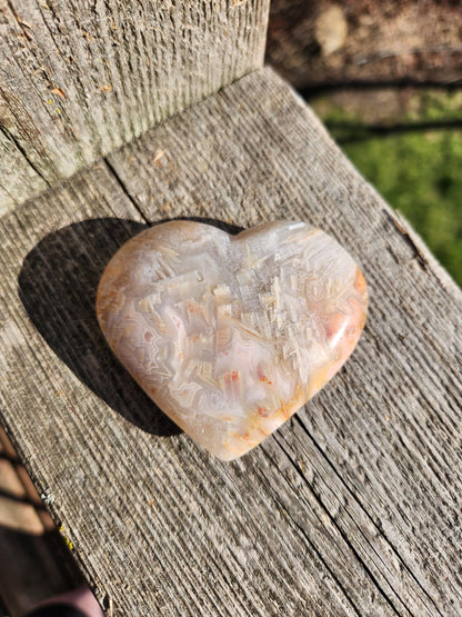 High Polished Bahia Jasper Crystal Heart, Hand Sized