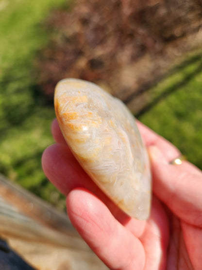 High Polished Bahia Jasper Crystal Heart, Hand Sized