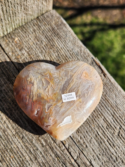 High Polished Bahia Jasper Crystal Heart, Hand Sized