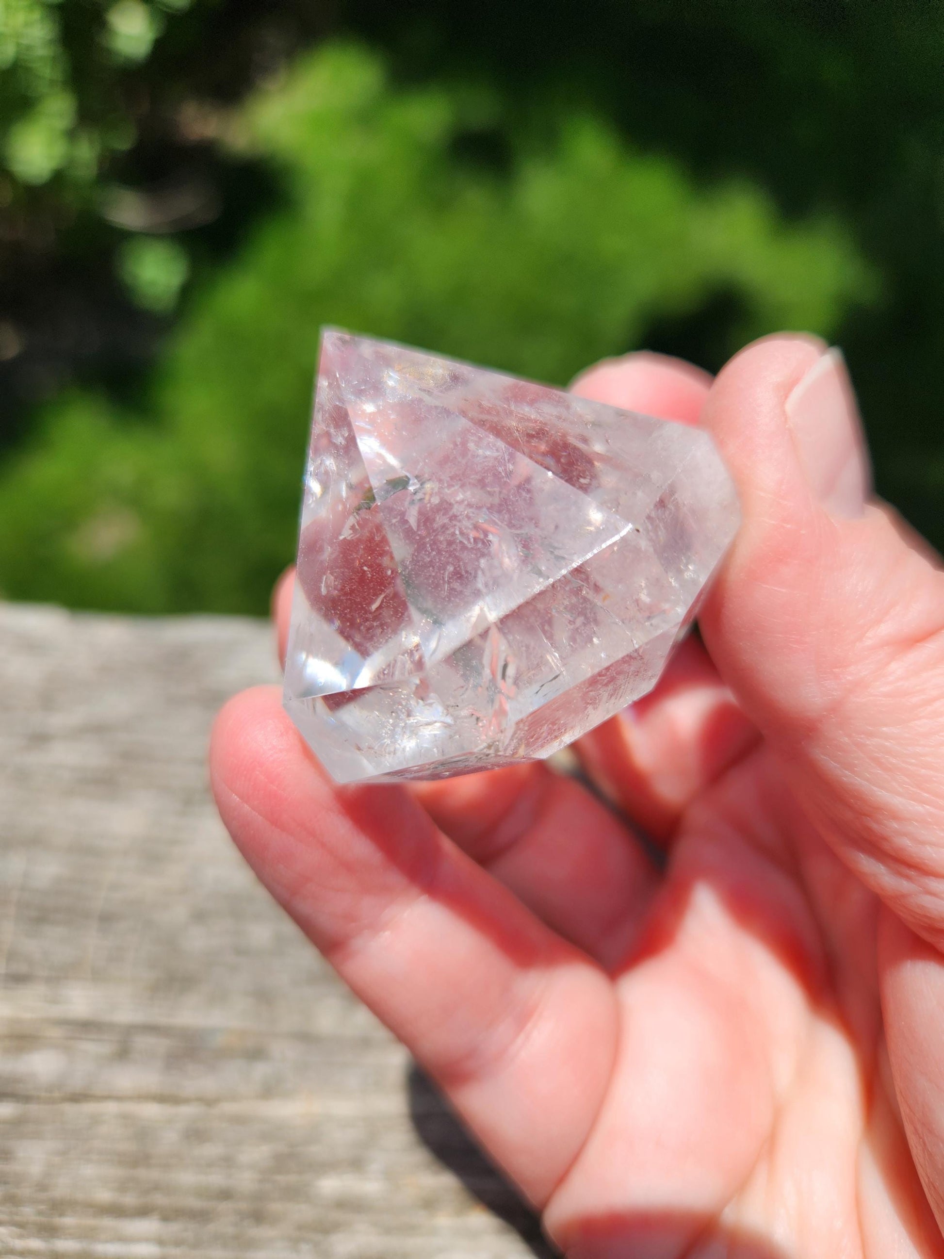 Clear Quartz Crystal Faceted Diamond, Energy Work, Extractor, Small