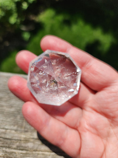 Clear Quartz Crystal Faceted Diamond, Energy Work, Extractor, Small