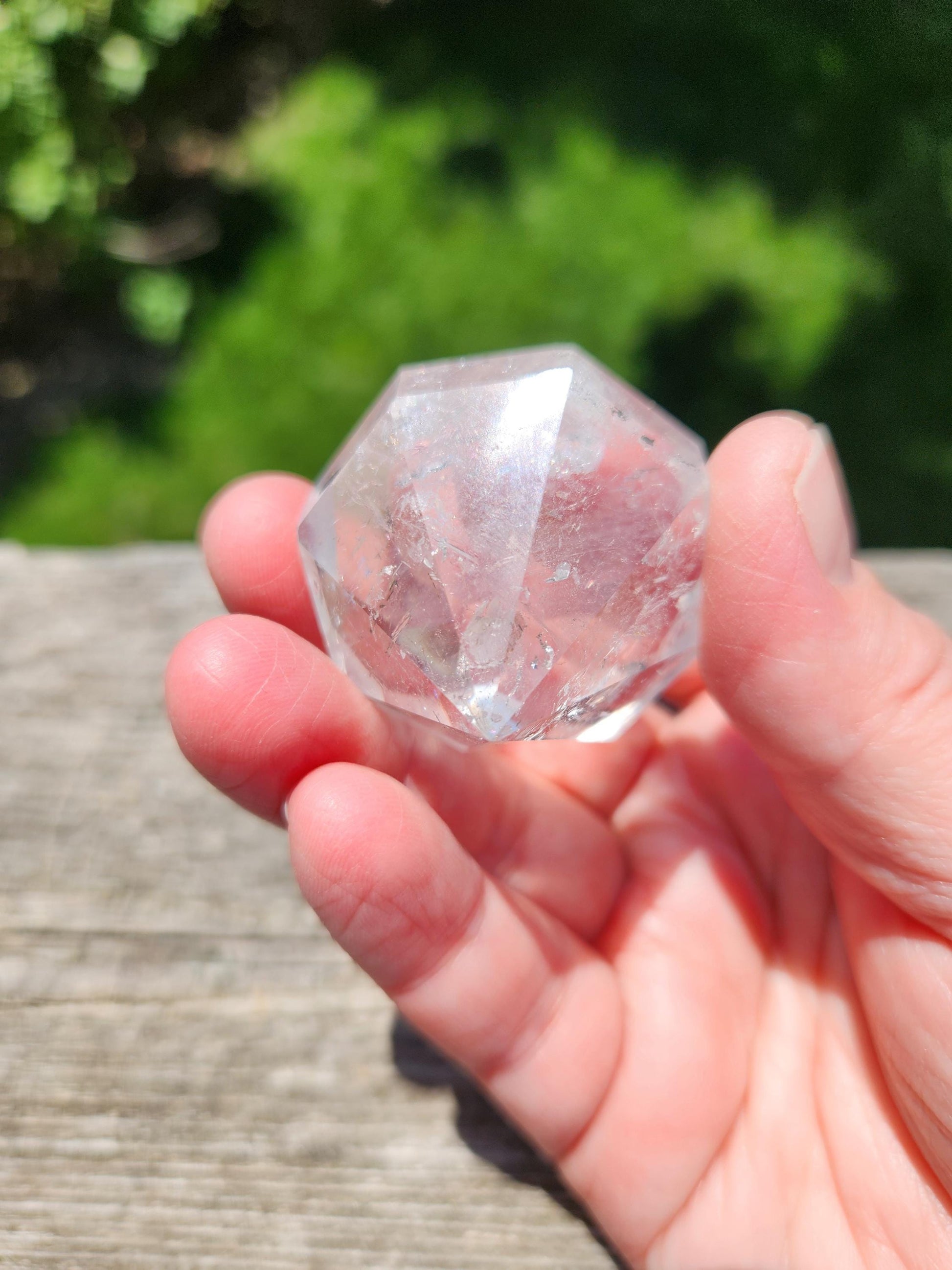Clear Quartz Crystal Faceted Diamond, Energy Work, Extractor, Small