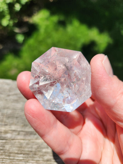 Clear Quartz Crystal Faceted Diamond, Energy Work, Extractor, Small