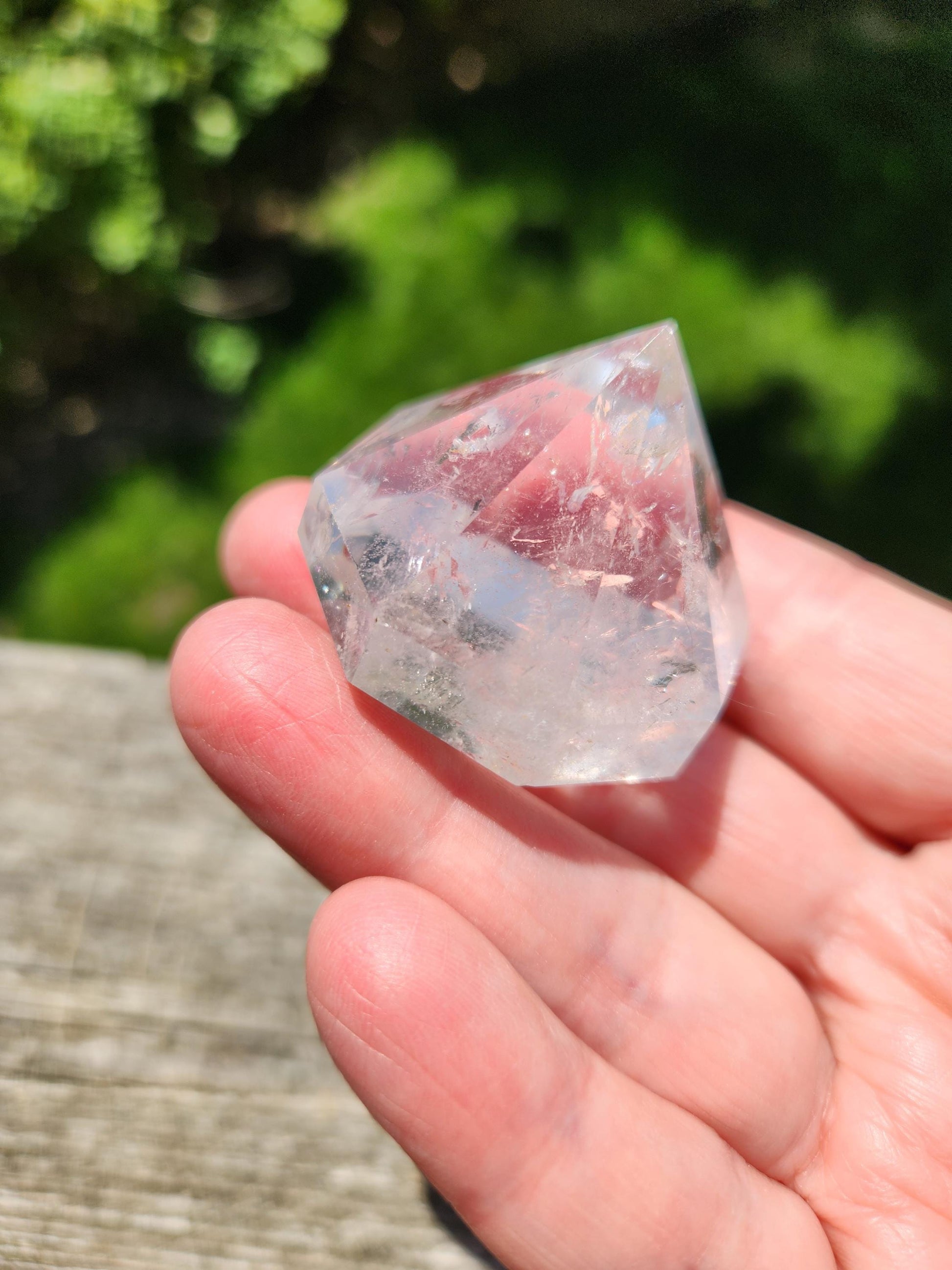 Clear Quartz Crystal Faceted Diamond, Energy Work, Extractor, Small