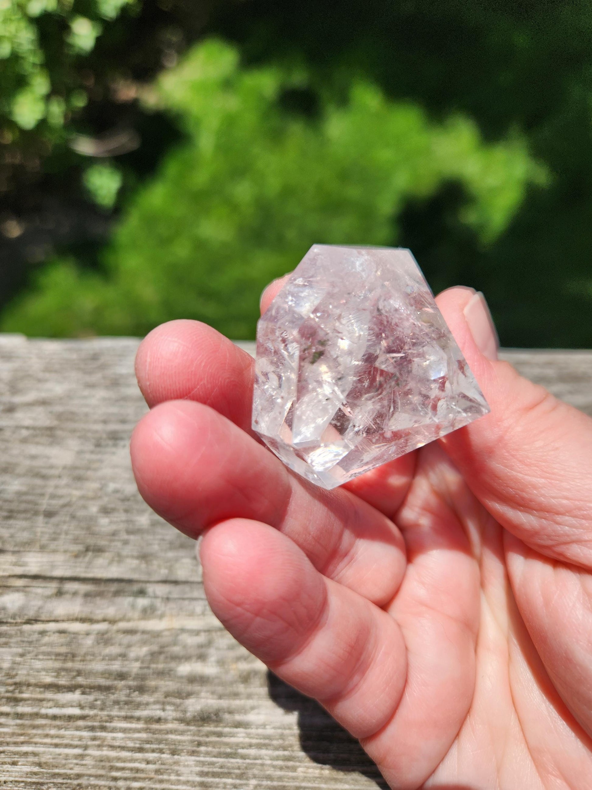 Clear Quartz Crystal Faceted Diamond, Energy Work, Extractor, Small