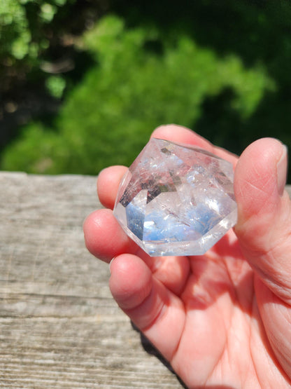 Clear Quartz Crystal Faceted Diamond, Energy Work, Extractor, Small