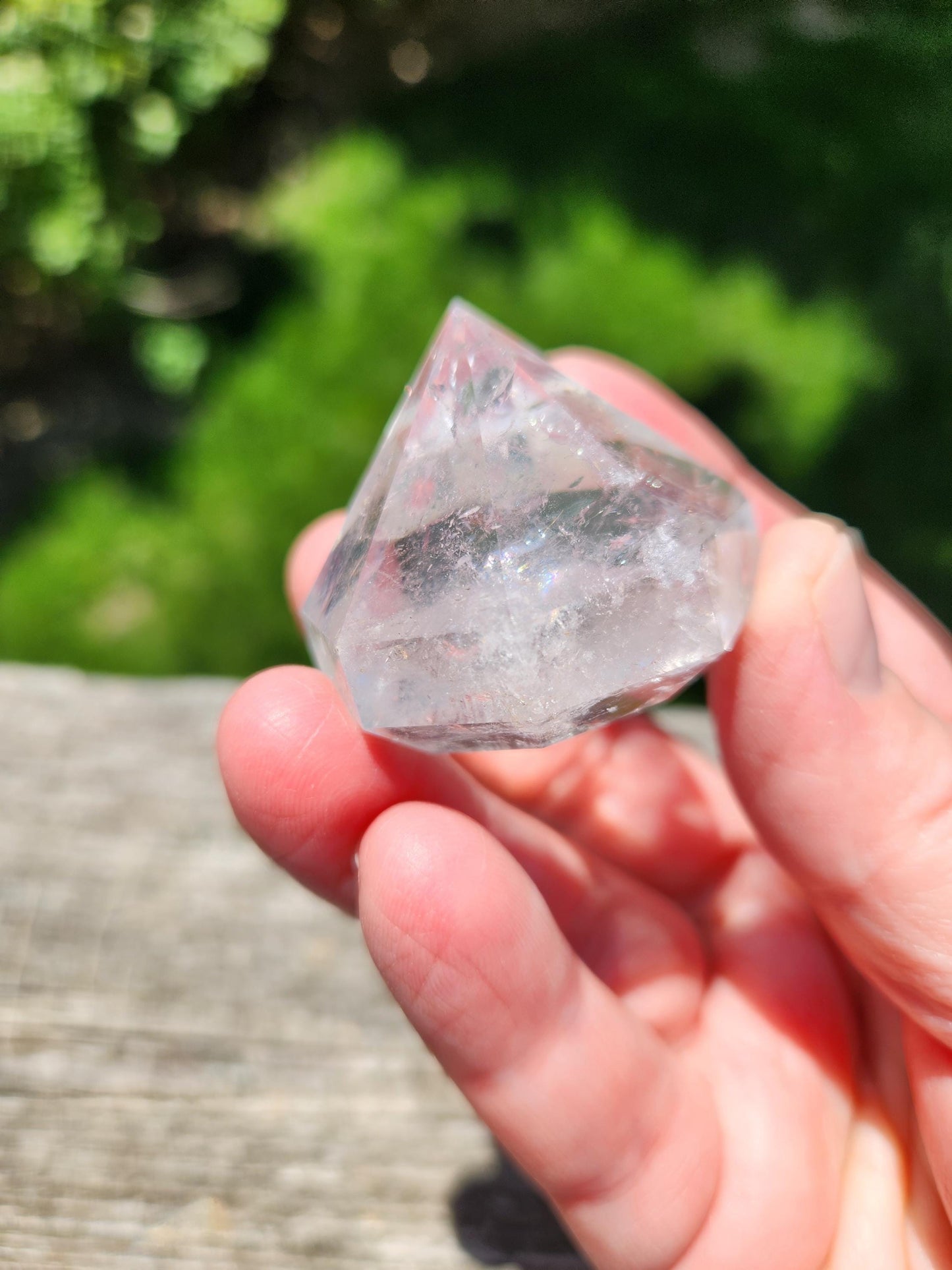 Clear Quartz Crystal Faceted Diamond, Energy Work, Extractor, Small