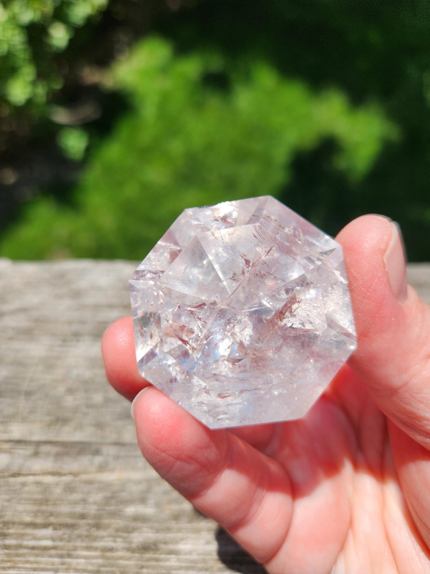 Clear Quartz Crystal Faceted Diamond, Energy Work, Extractor, Small