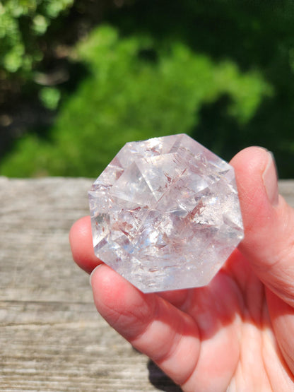 Clear Quartz Crystal Faceted Diamond, Energy Work, Extractor, Small