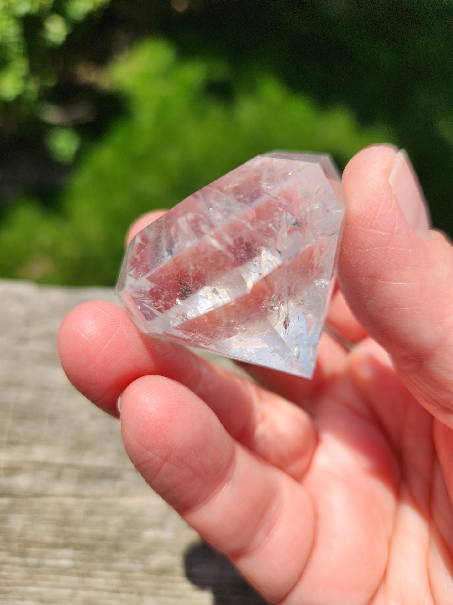 Clear Quartz Crystal Faceted Diamond, Energy Work, Extractor, Small