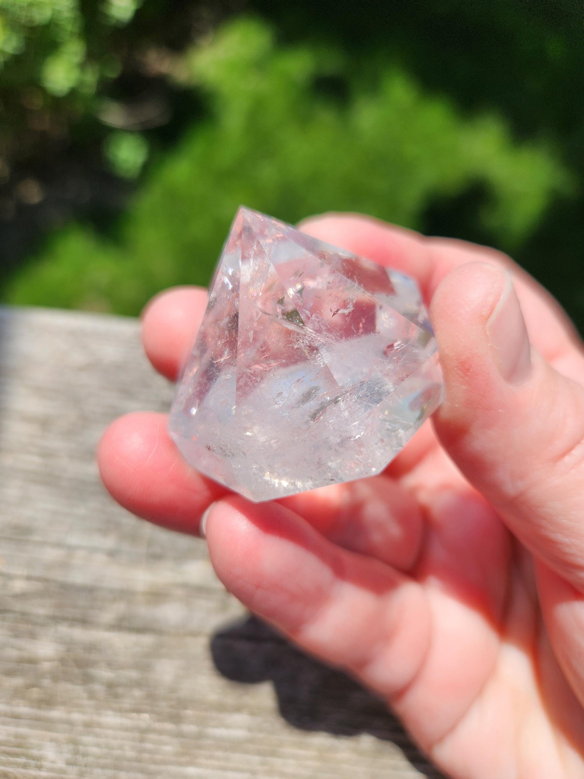 Clear Quartz Crystal Faceted Diamond, Energy Work, Extractor, Small
