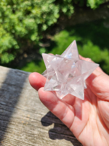 Clear Quartz Crystal Merkabah, Energy Work, Sacred Geometry, Merkaba, Star