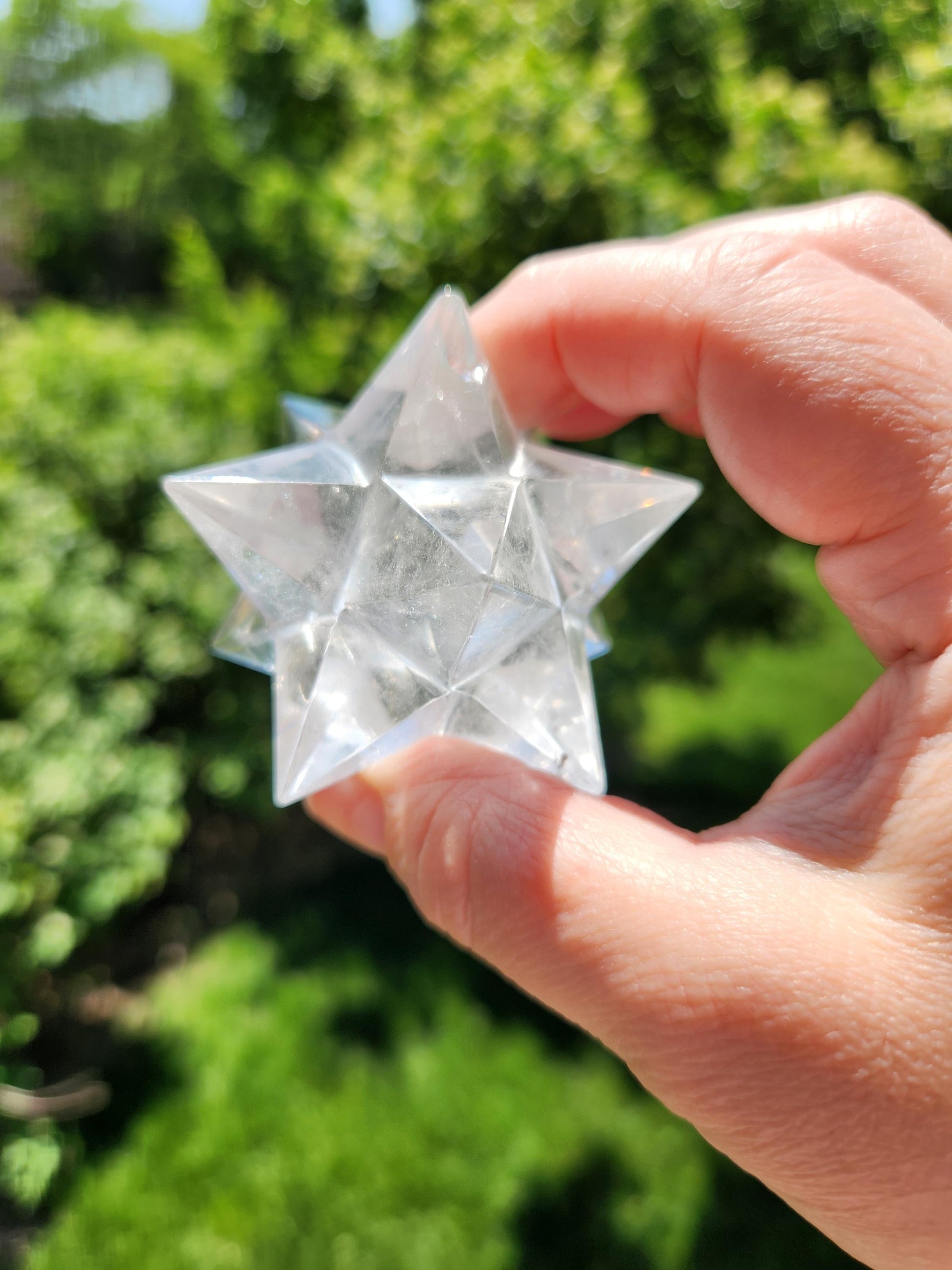 Clear Quartz Crystal Merkabah, Energy Work, Sacred Geometry, Merkaba, Star