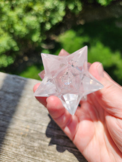 Clear Quartz Crystal Merkabah, Energy Work, Sacred Geometry, Merkaba, Star