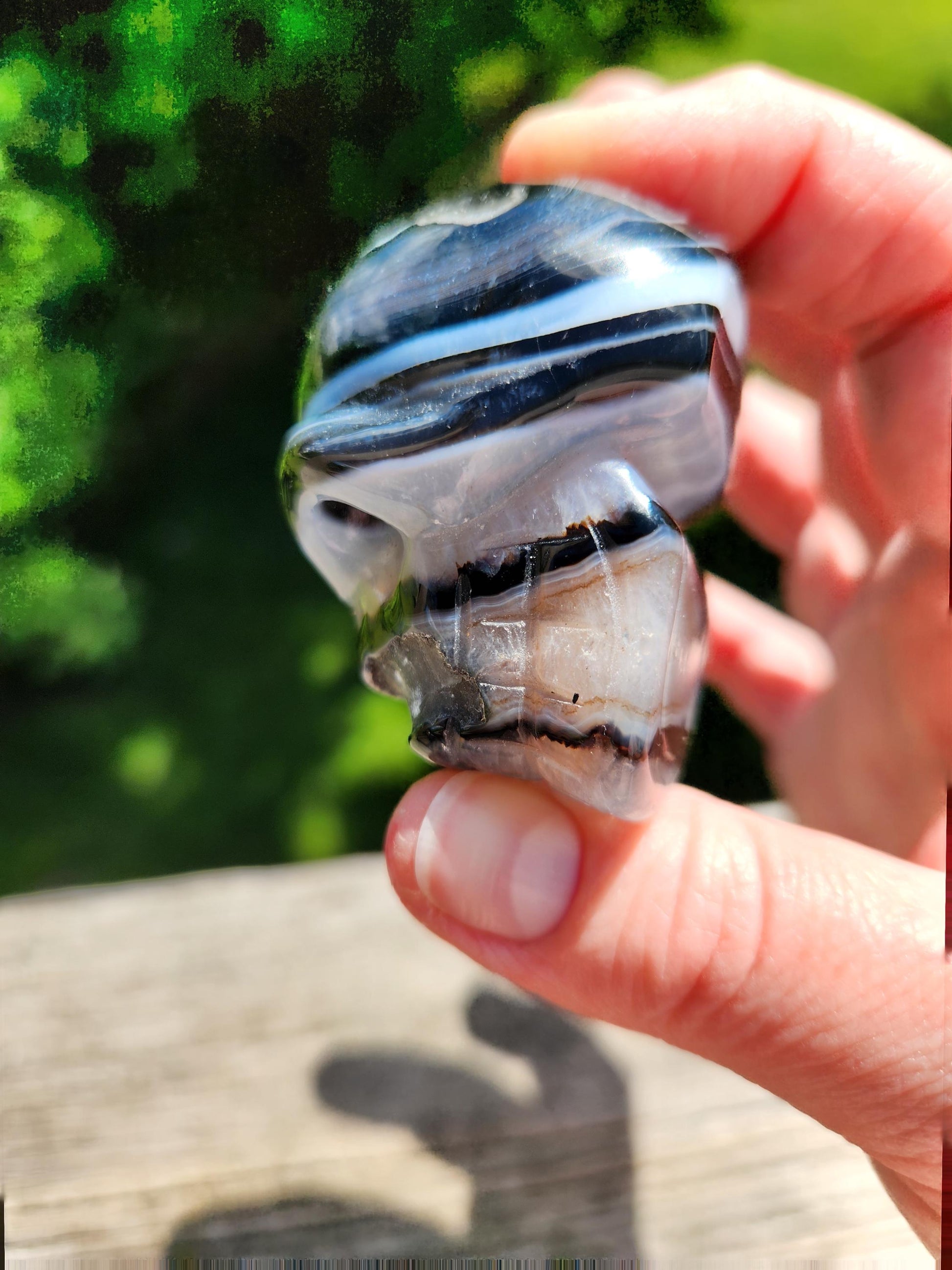 Black Onyx Skull: Hand Carved Agate Crystal, AAA Grade