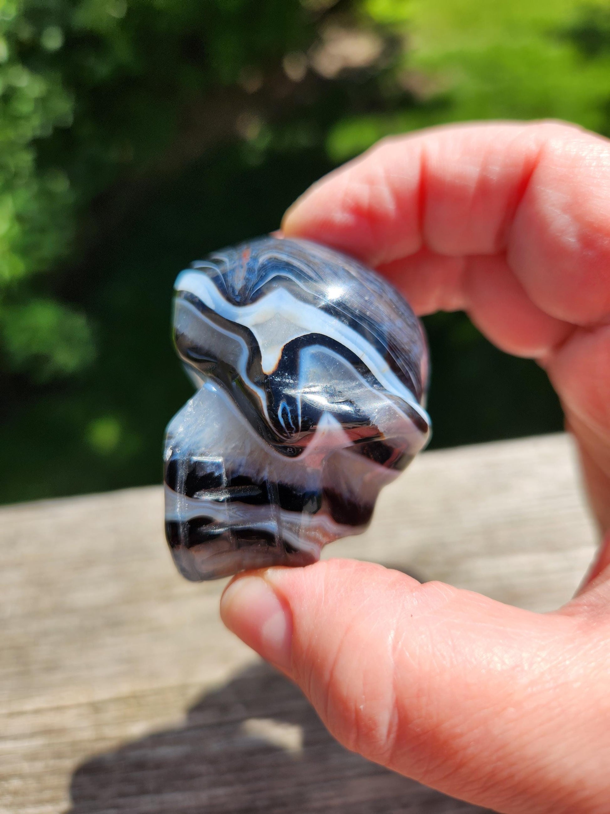 Black Onyx Skull: Hand Carved Agate Crystal, AAA Grade