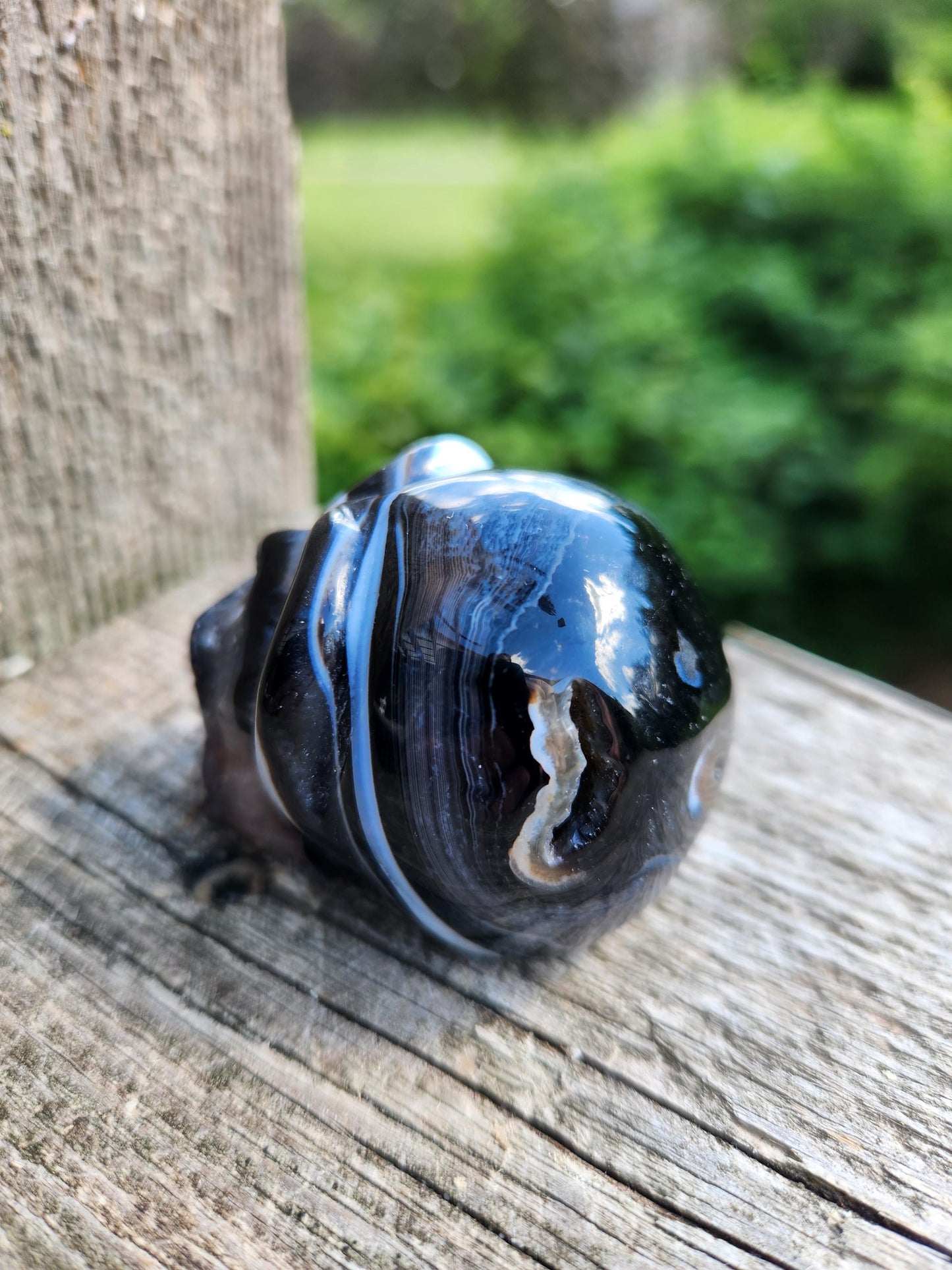 Black Onyx Skull: Hand Carved Agate Crystal, AAA Grade