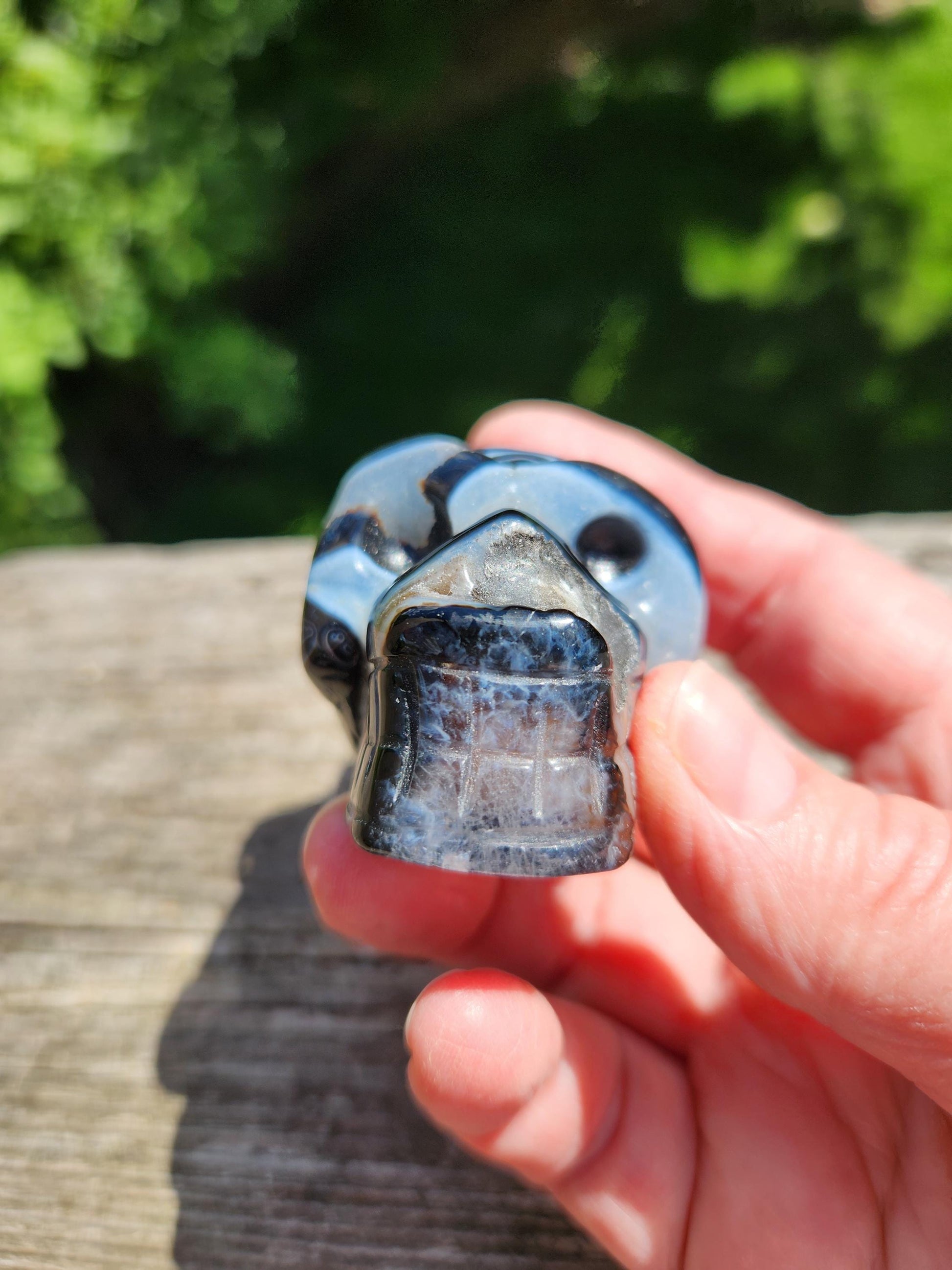 Black Onyx Skull: Hand Carved Agate Crystal, AAA Grade
