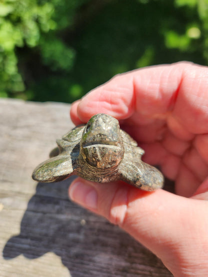 Pyrite Turtle Crystal Carving