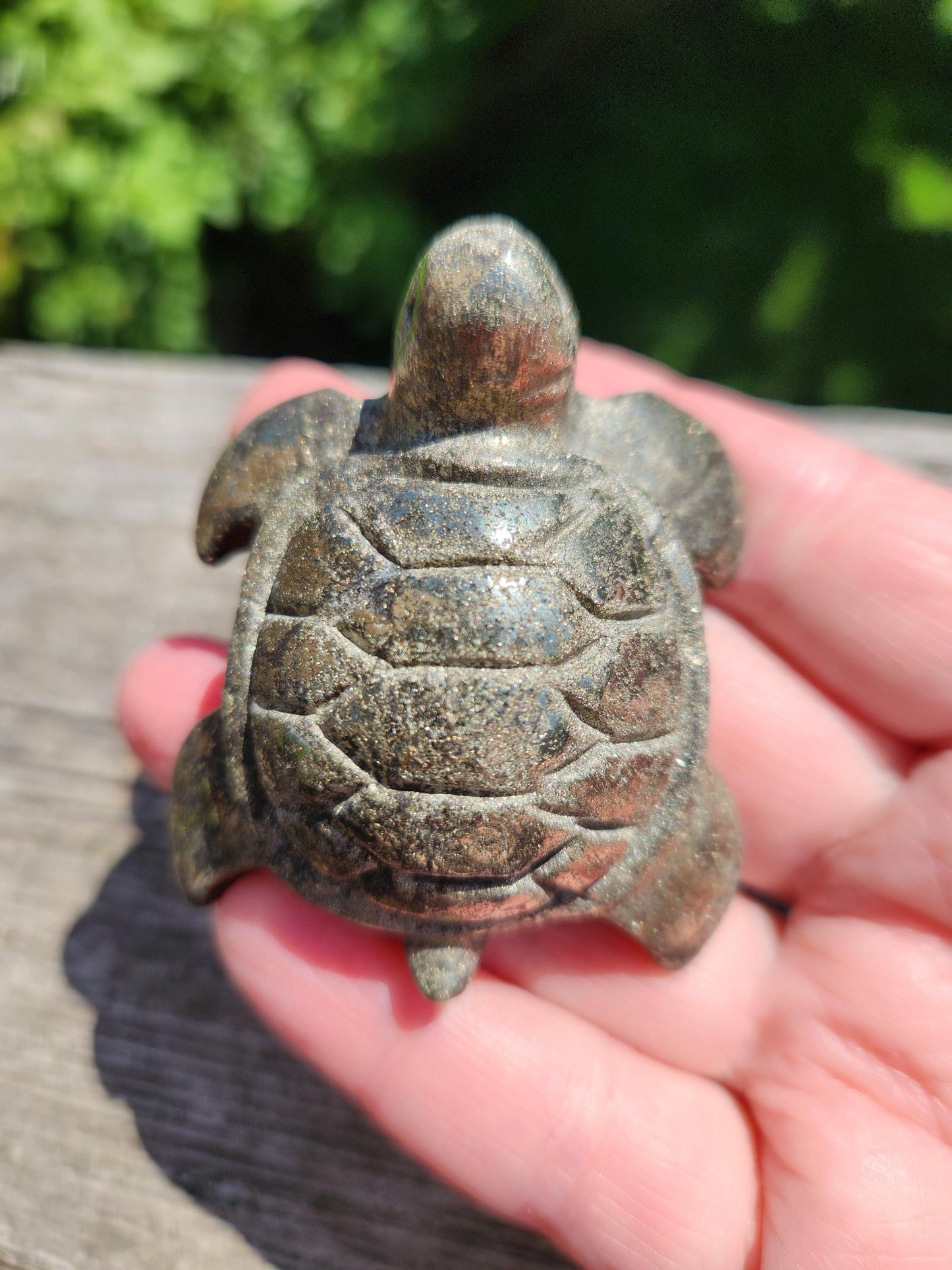 Pyrite Turtle Crystal Carving