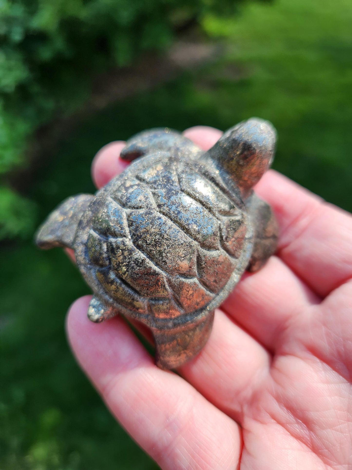 Pyrite Turtle Crystal Carving