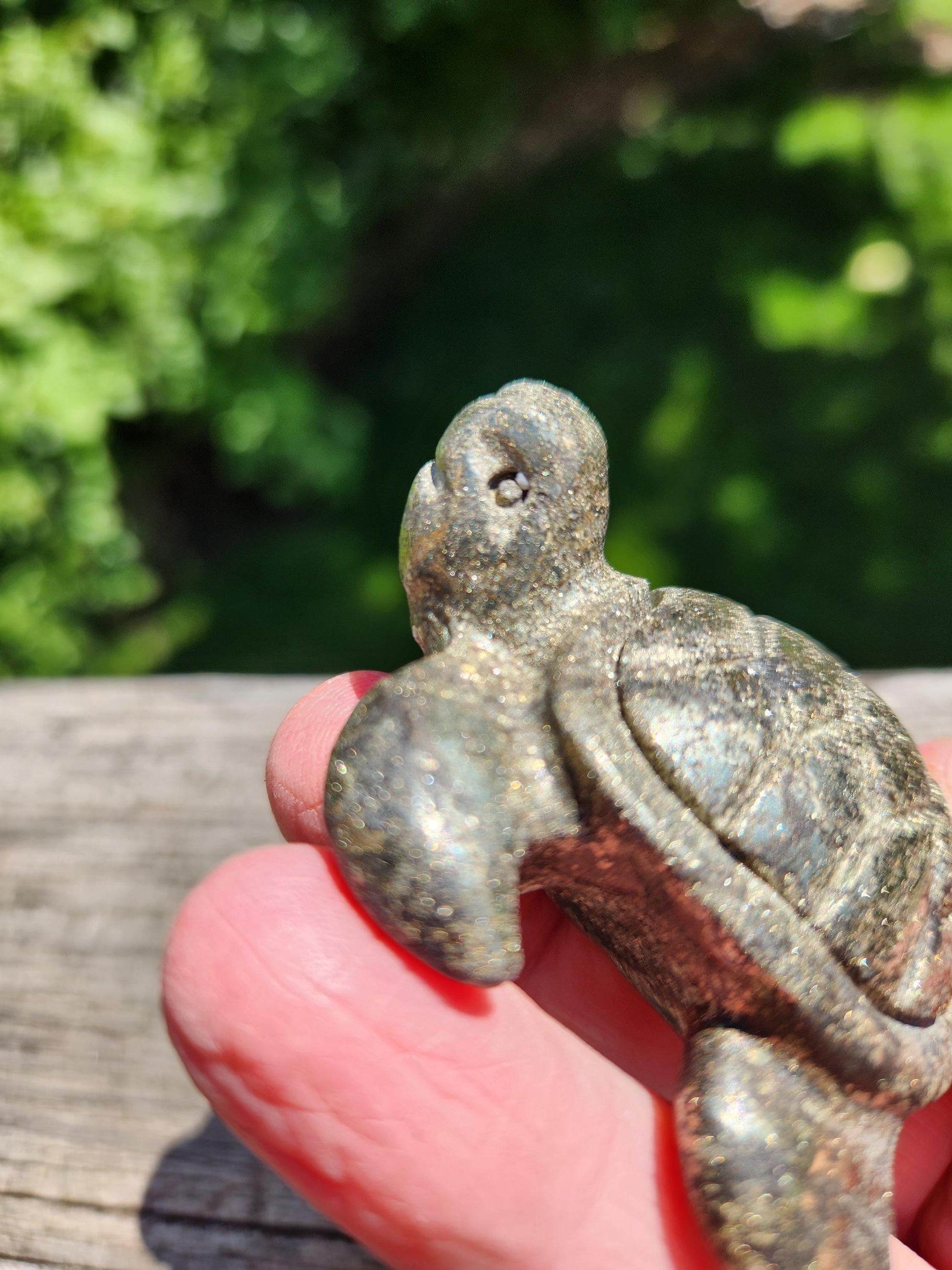 Pyrite Turtle Crystal Carving