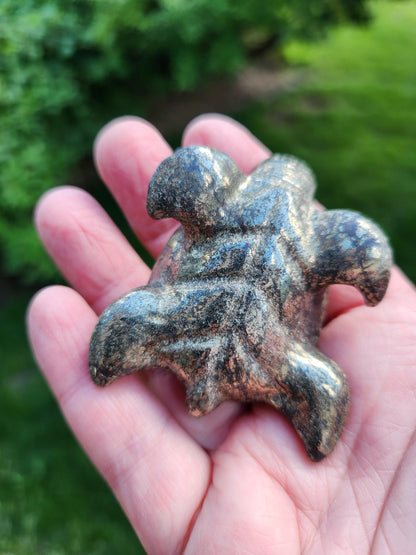 Pyrite Turtle Crystal Carving