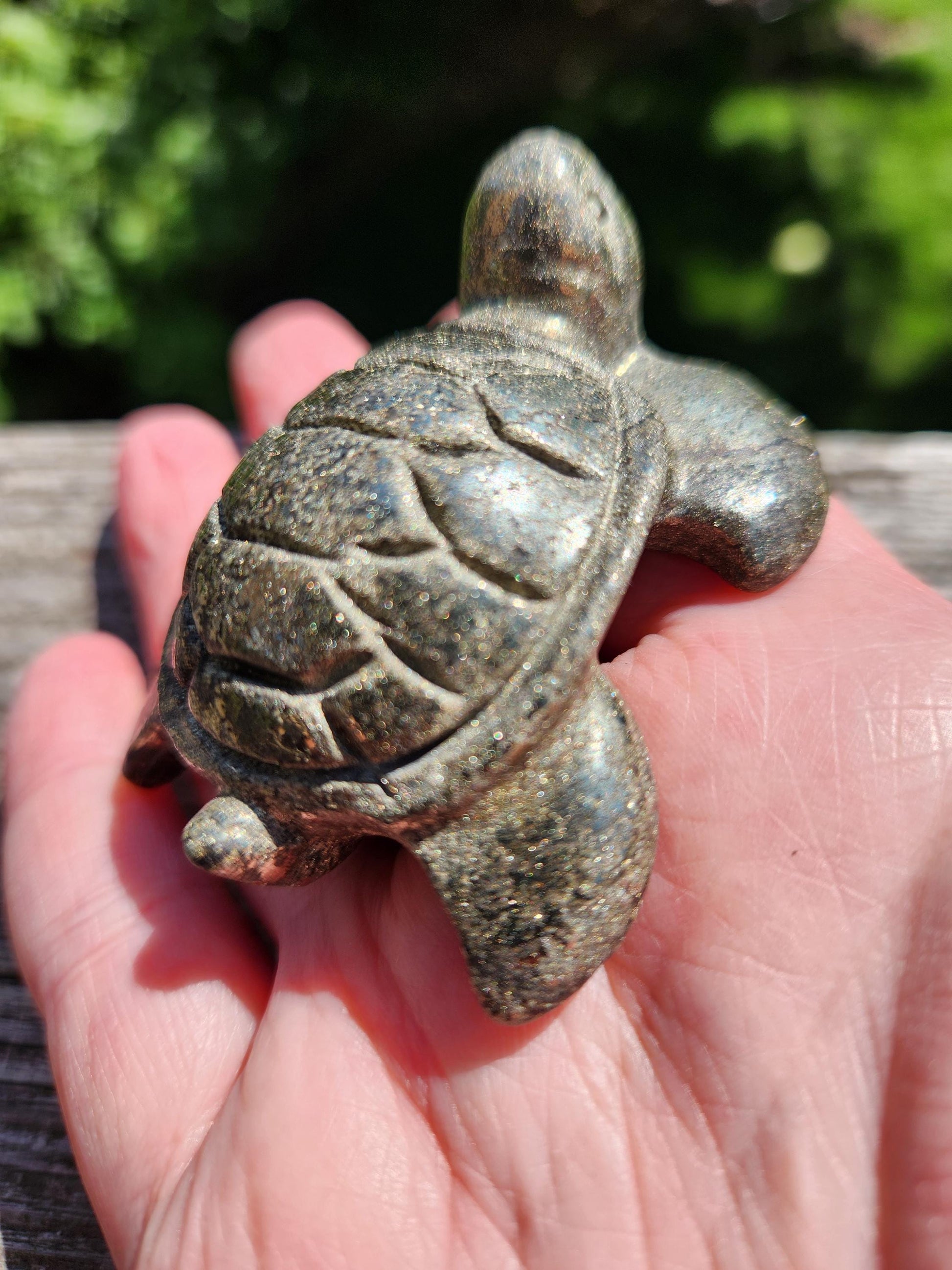 Pyrite Turtle Crystal Carving