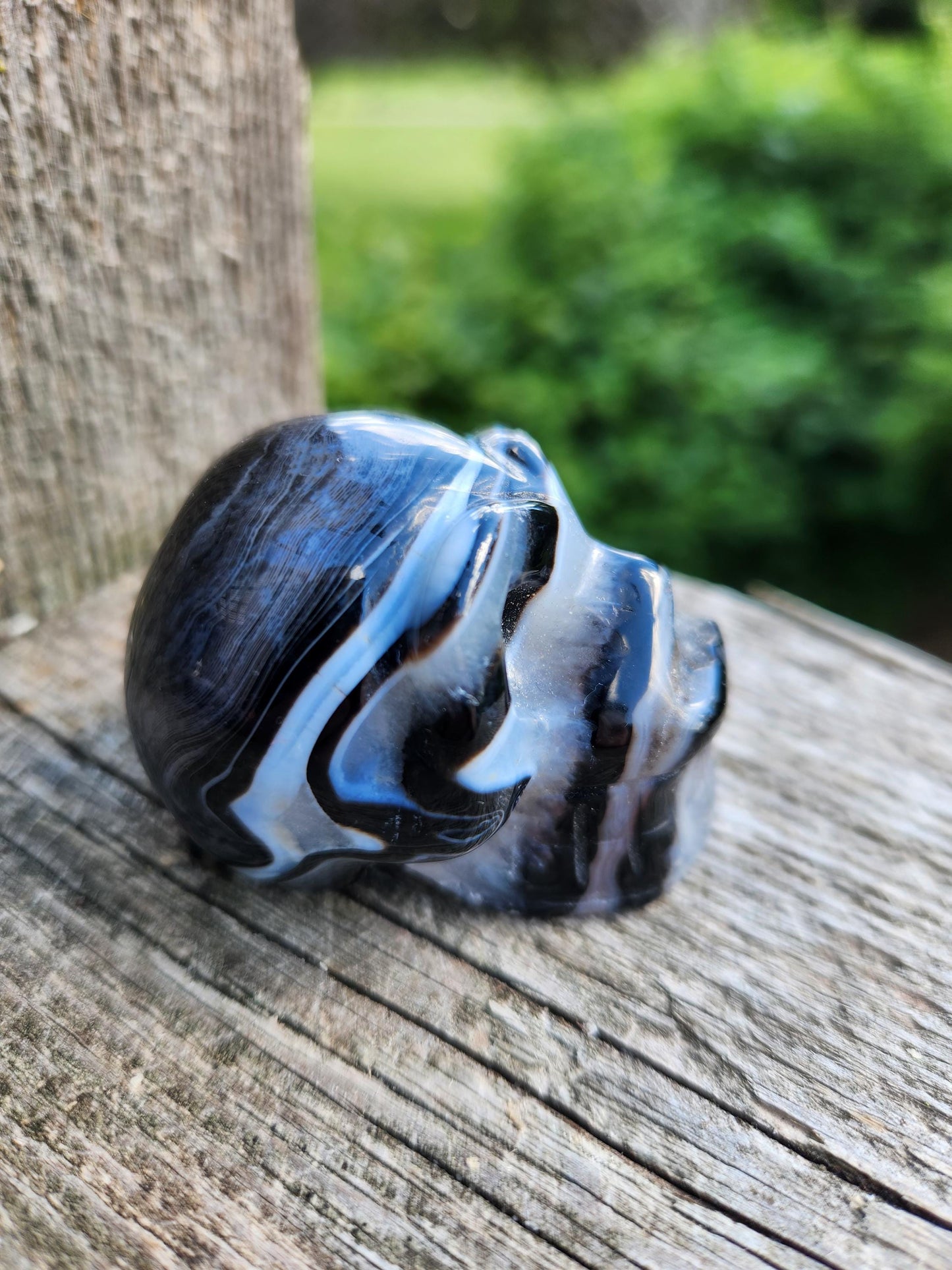 Black Onyx Skull: Hand Carved Agate Crystal, AAA Grade