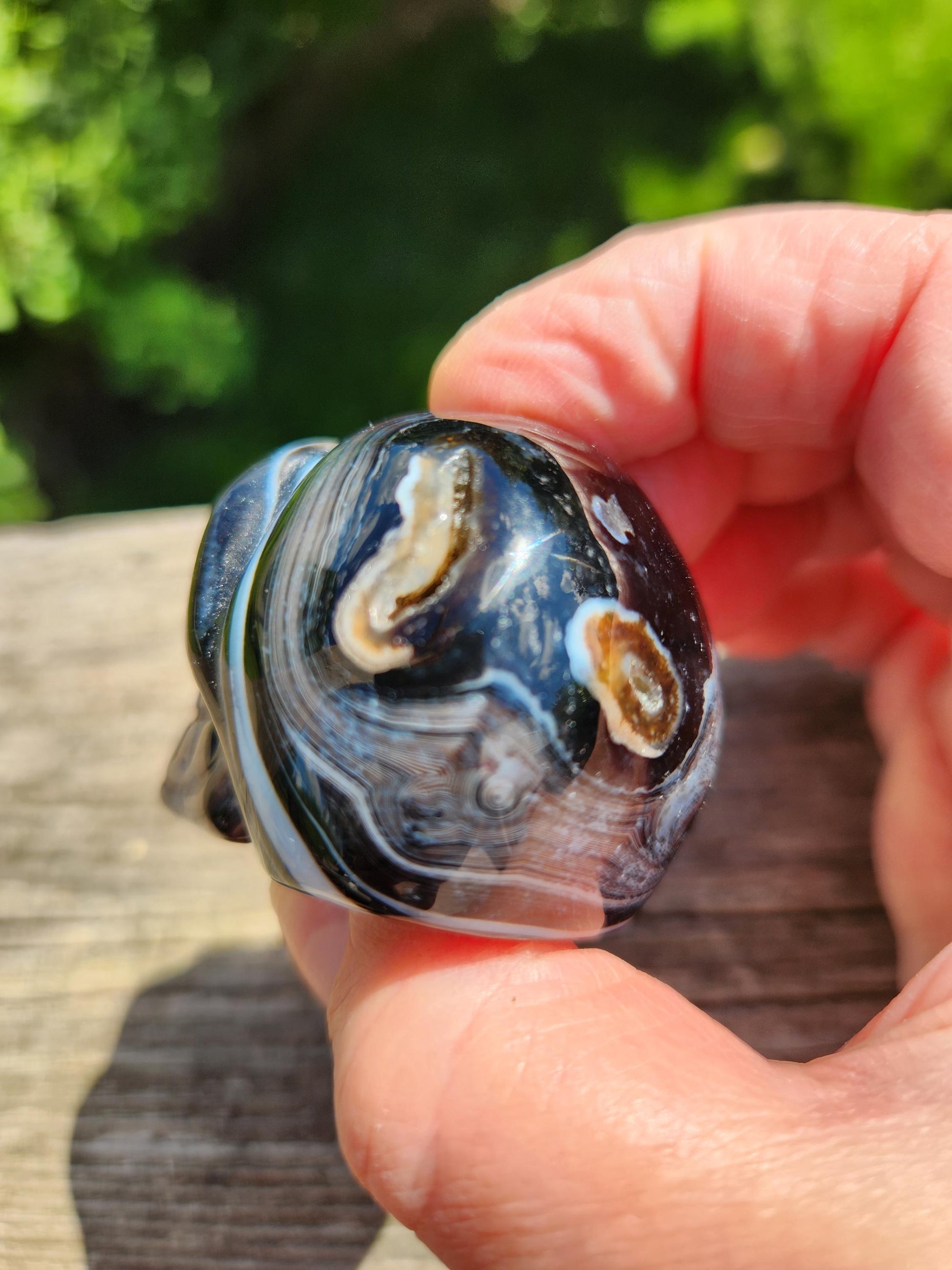 Black Onyx Skull: Hand Carved Agate Crystal, AAA Grade
