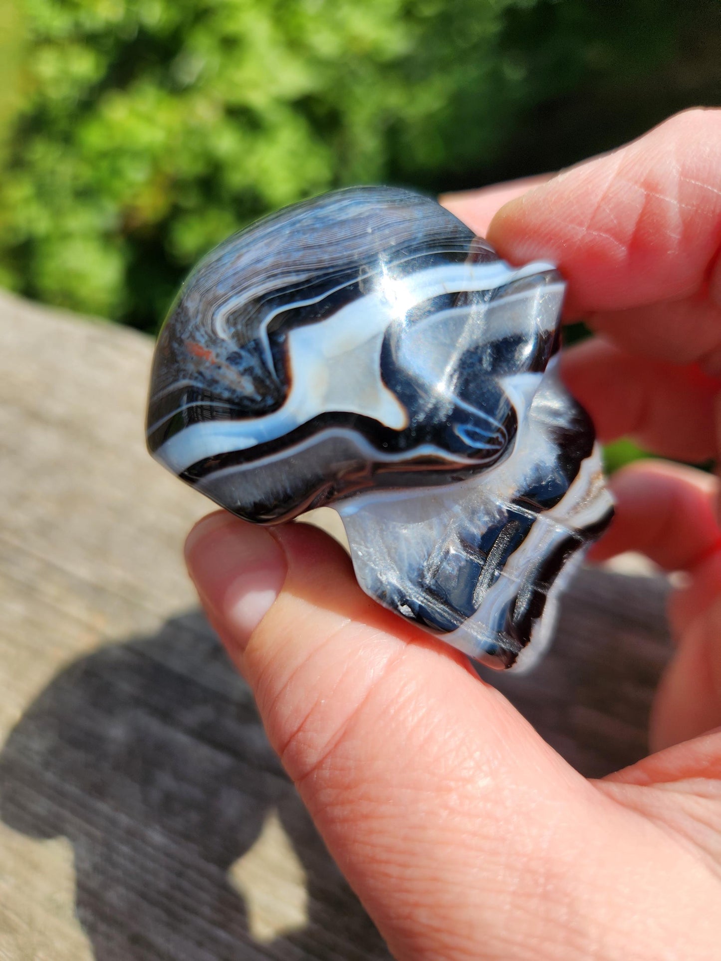 Black Onyx Skull: Hand Carved Agate Crystal, AAA Grade