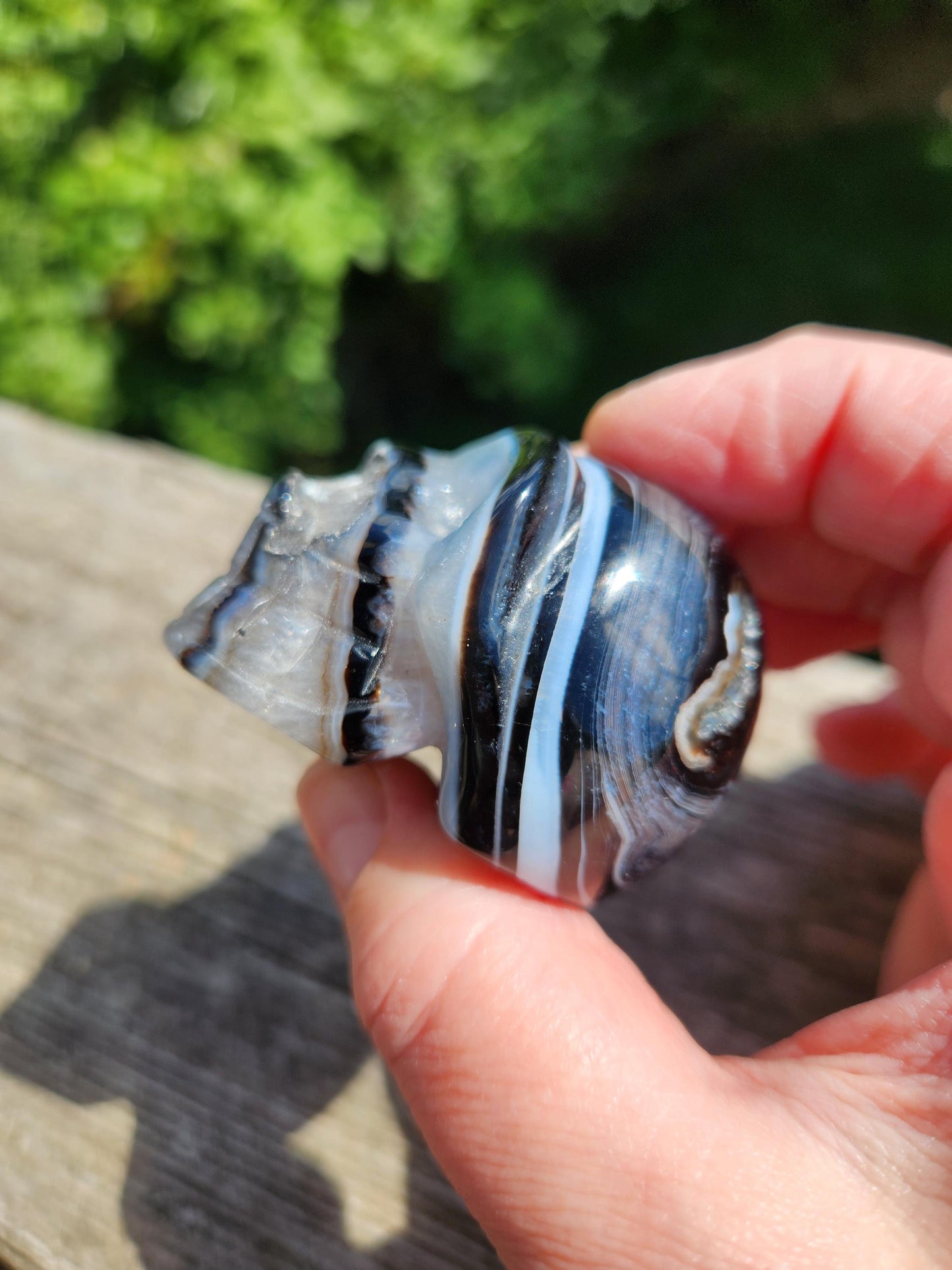 Black Onyx Skull: Hand Carved Agate Crystal, AAA Grade