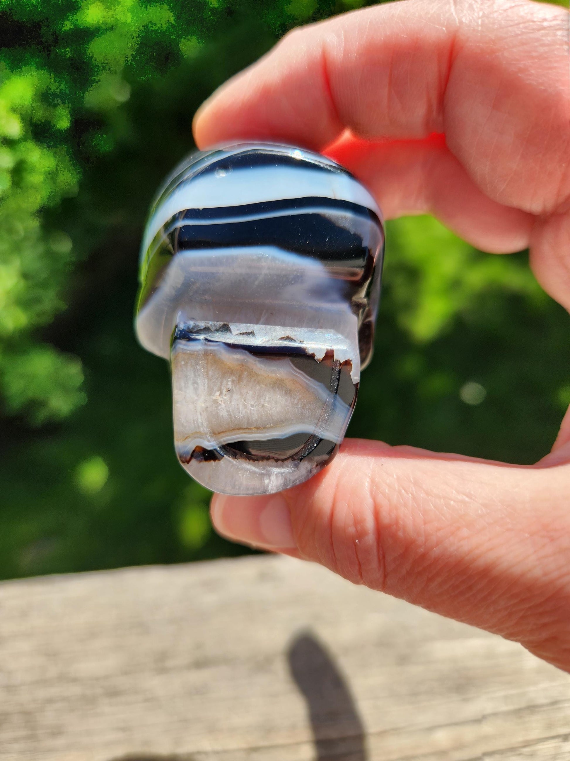 Black Onyx Skull: Hand Carved Agate Crystal, AAA Grade