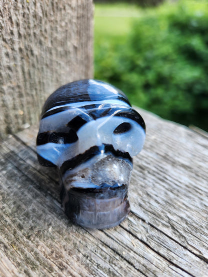 Black Onyx Skull: Hand Carved Agate Crystal, AAA Grade