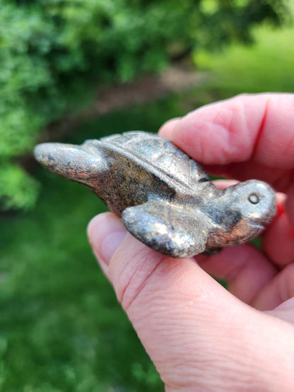 Pyrite Turtle Crystal Carving