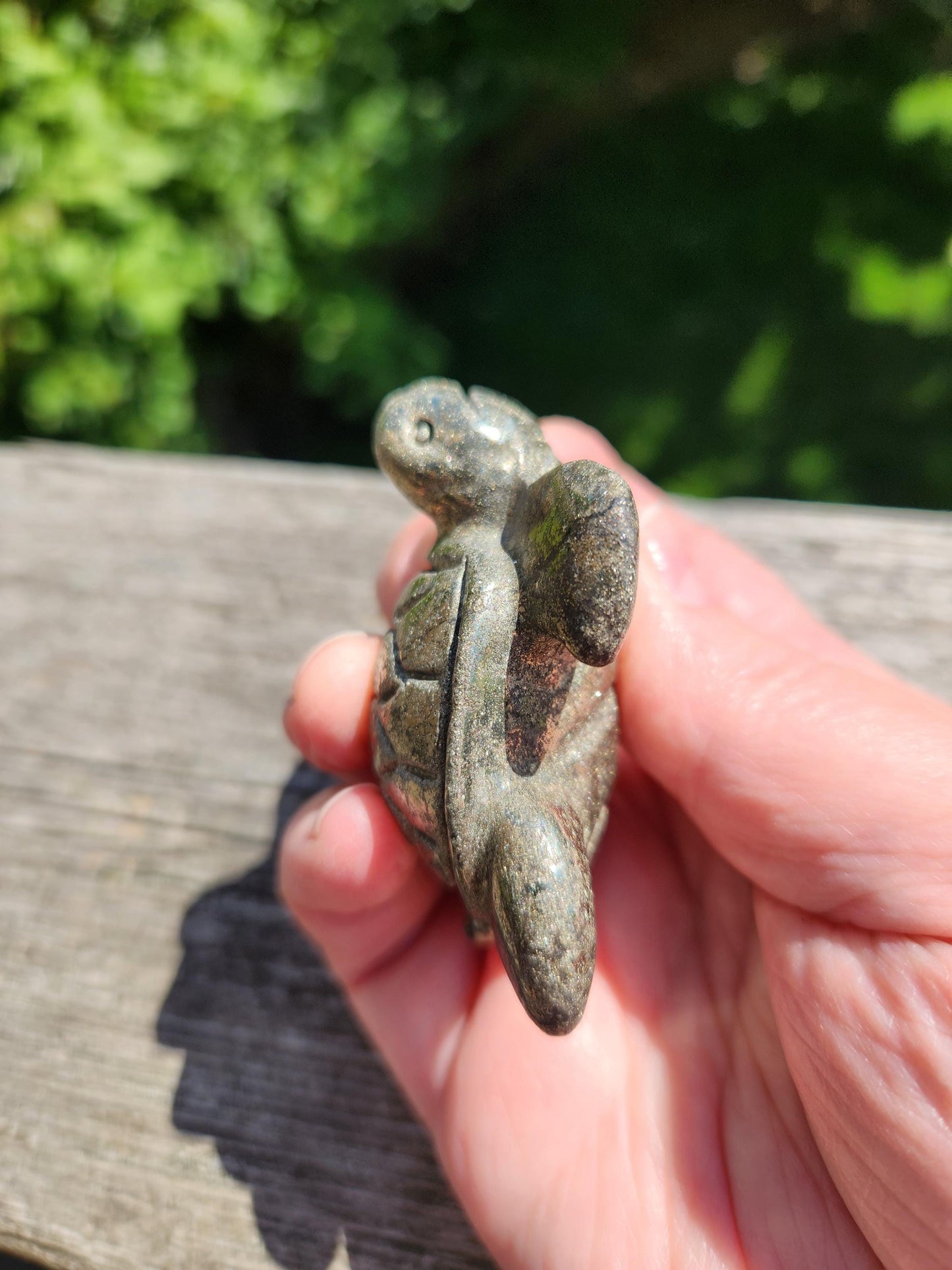 Pyrite Turtle Crystal Carving