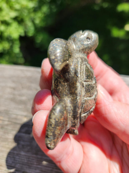 Pyrite Turtle Crystal Carving