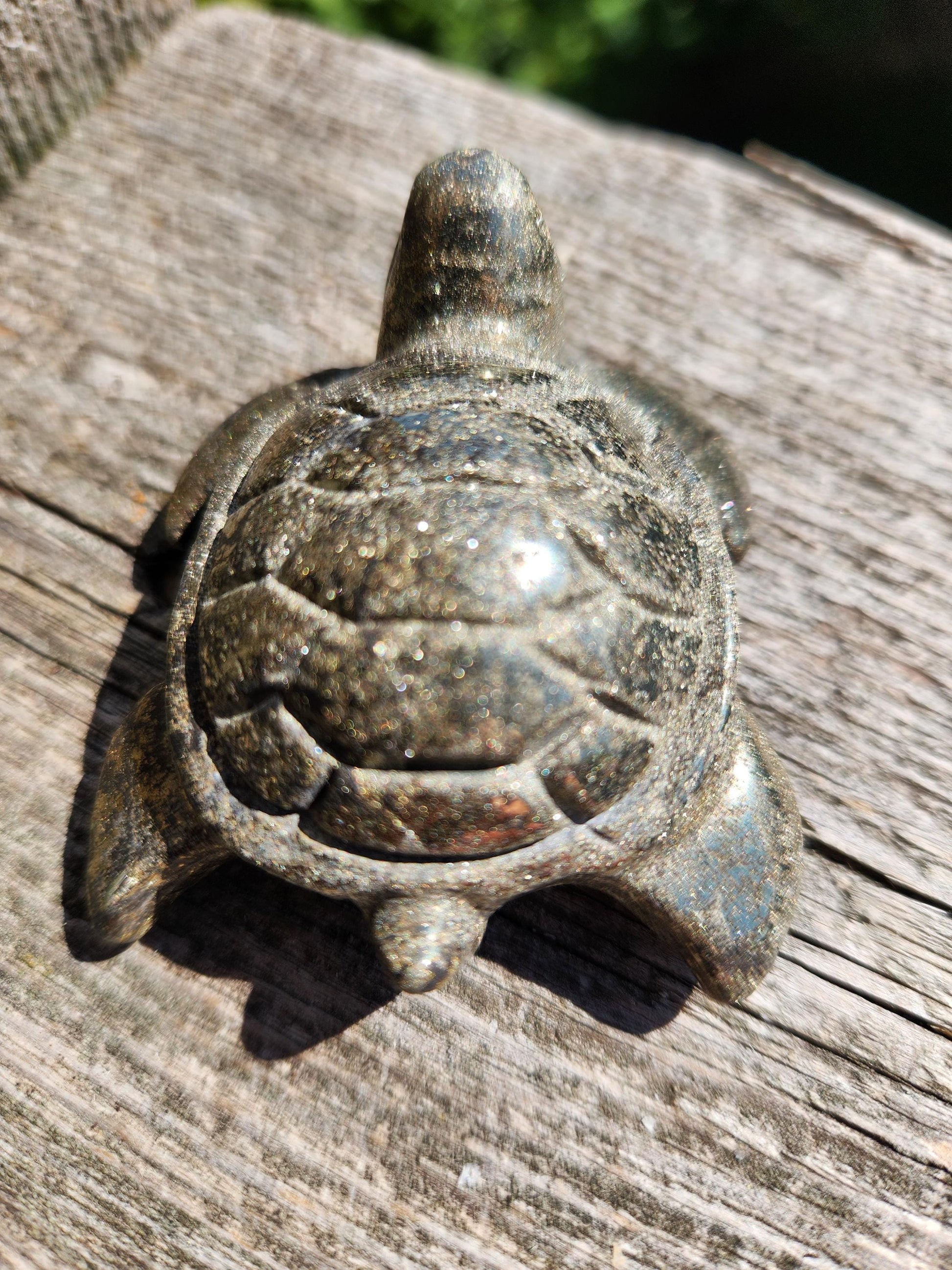 Pyrite Turtle Crystal Carving