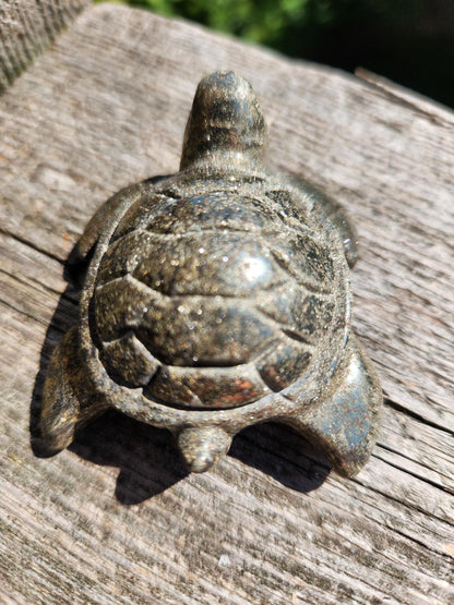 Pyrite Turtle Crystal Carving