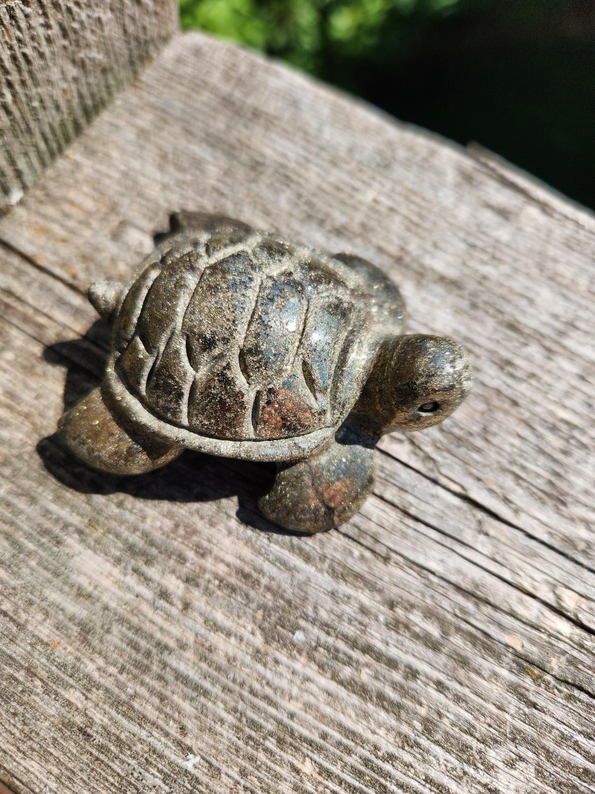 Pyrite Turtle Crystal Carving