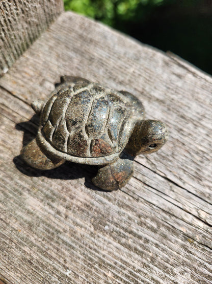 Pyrite Turtle Crystal Carving