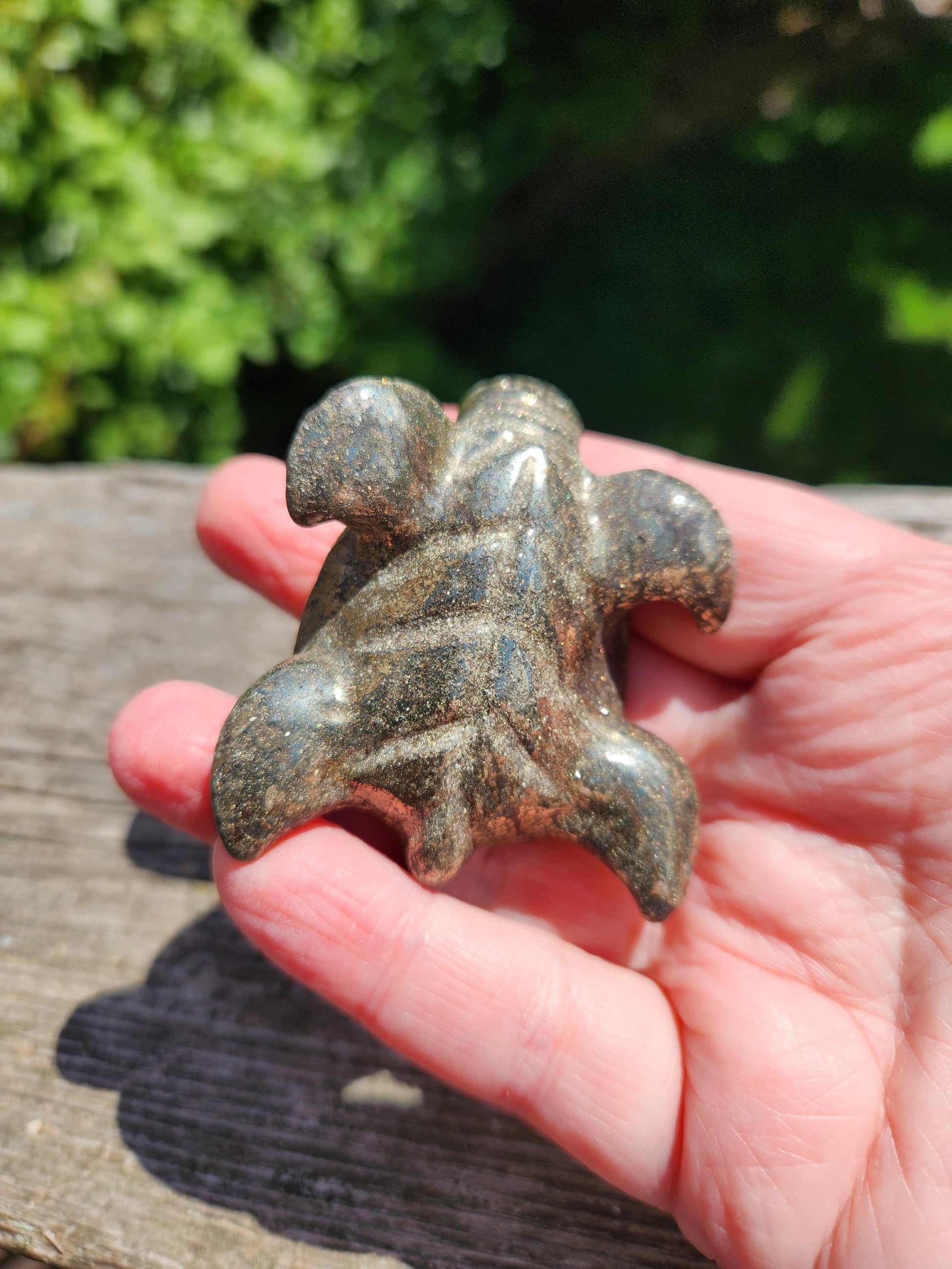 Pyrite Turtle Crystal Carving