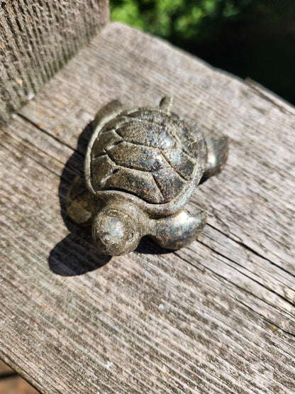 Pyrite Turtle Crystal Carving