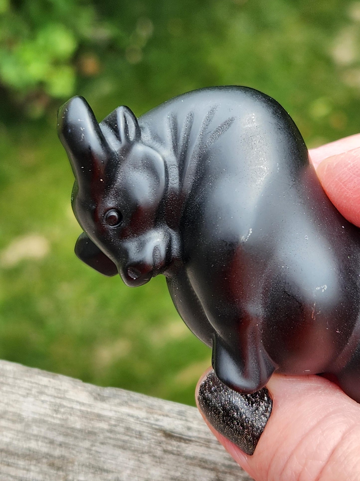 Black Obsidian Crystal Charging Bull, Taurus, Ox