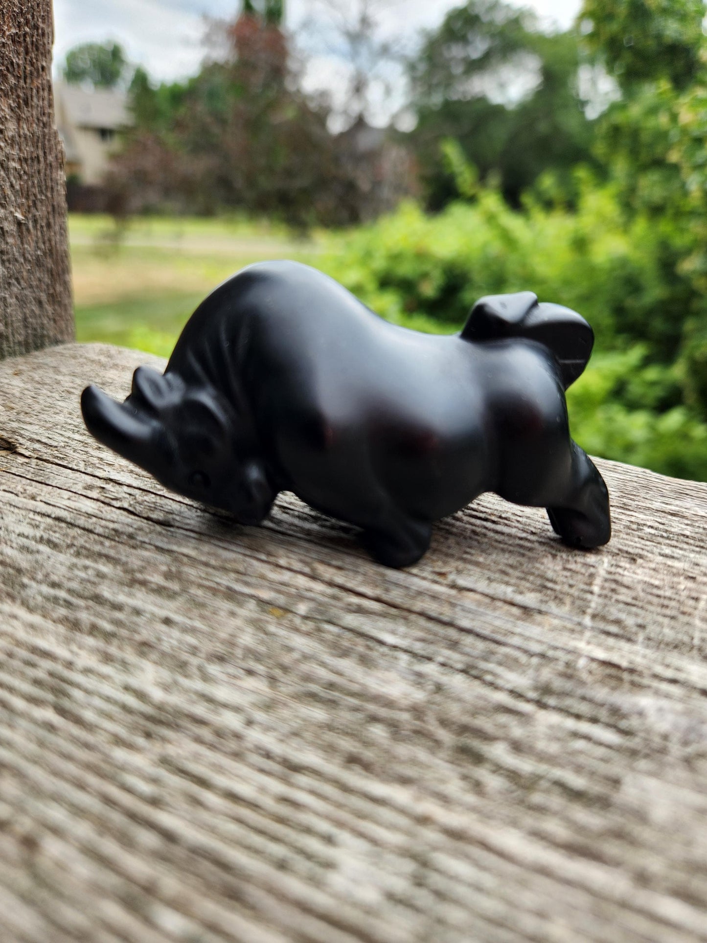 Black Obsidian Crystal Charging Bull, Taurus, Ox