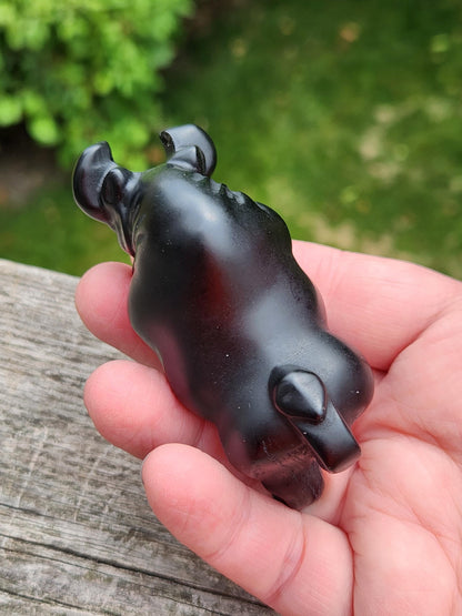 Black Obsidian Crystal Charging Bull, Taurus, Ox