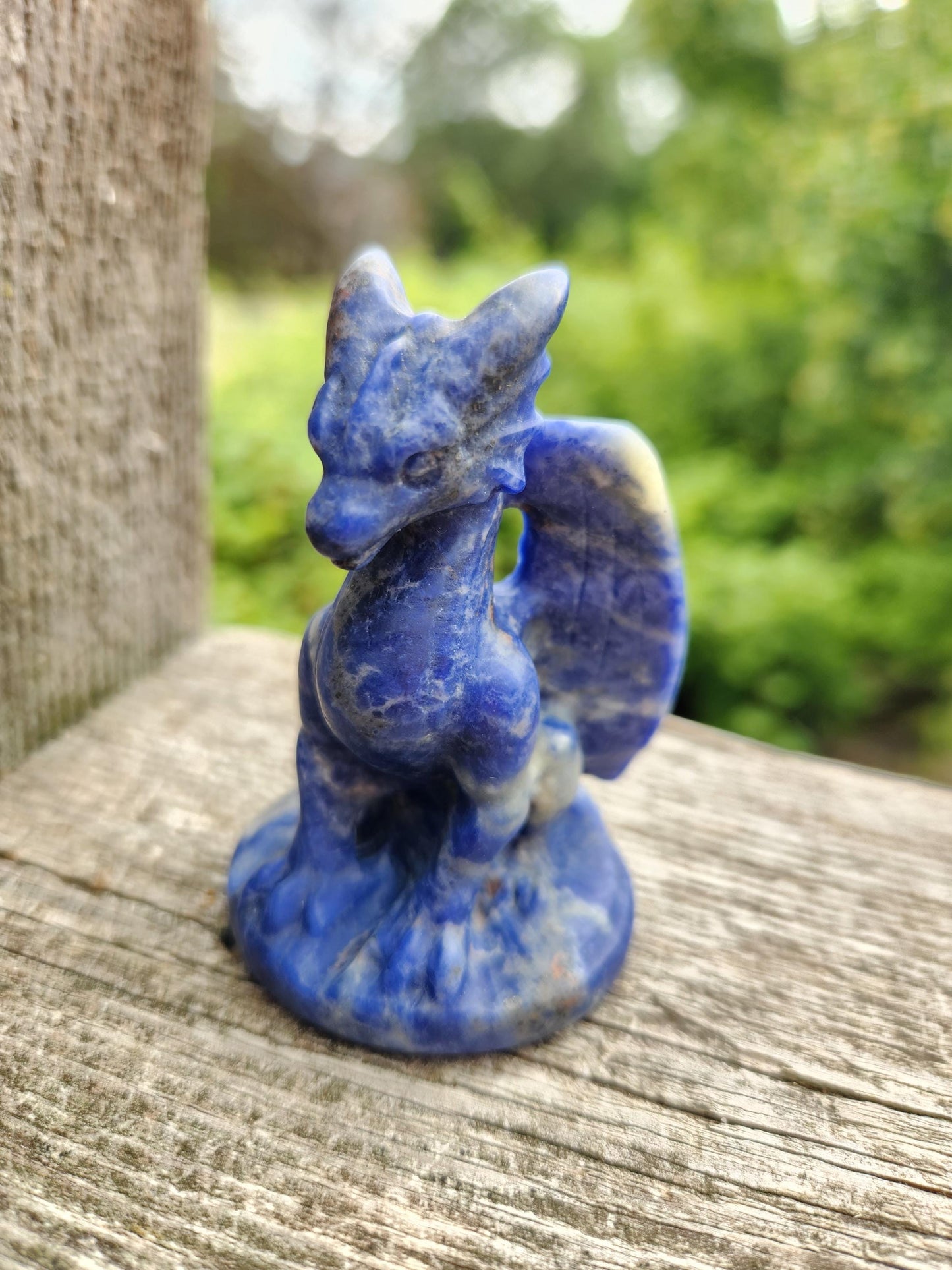 Sodalite Crystal Dragon Carving - DnD, Decor