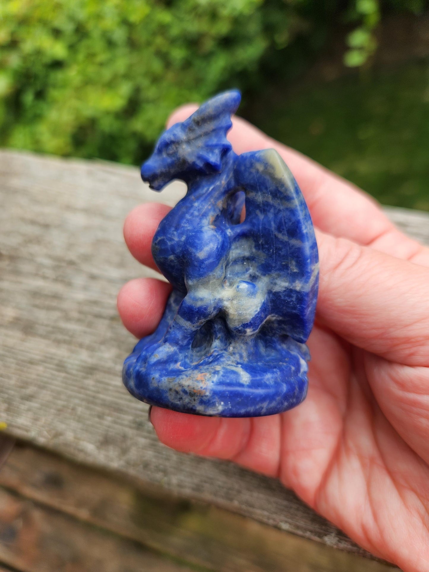 Sodalite Crystal Dragon Carving - DnD, Decor