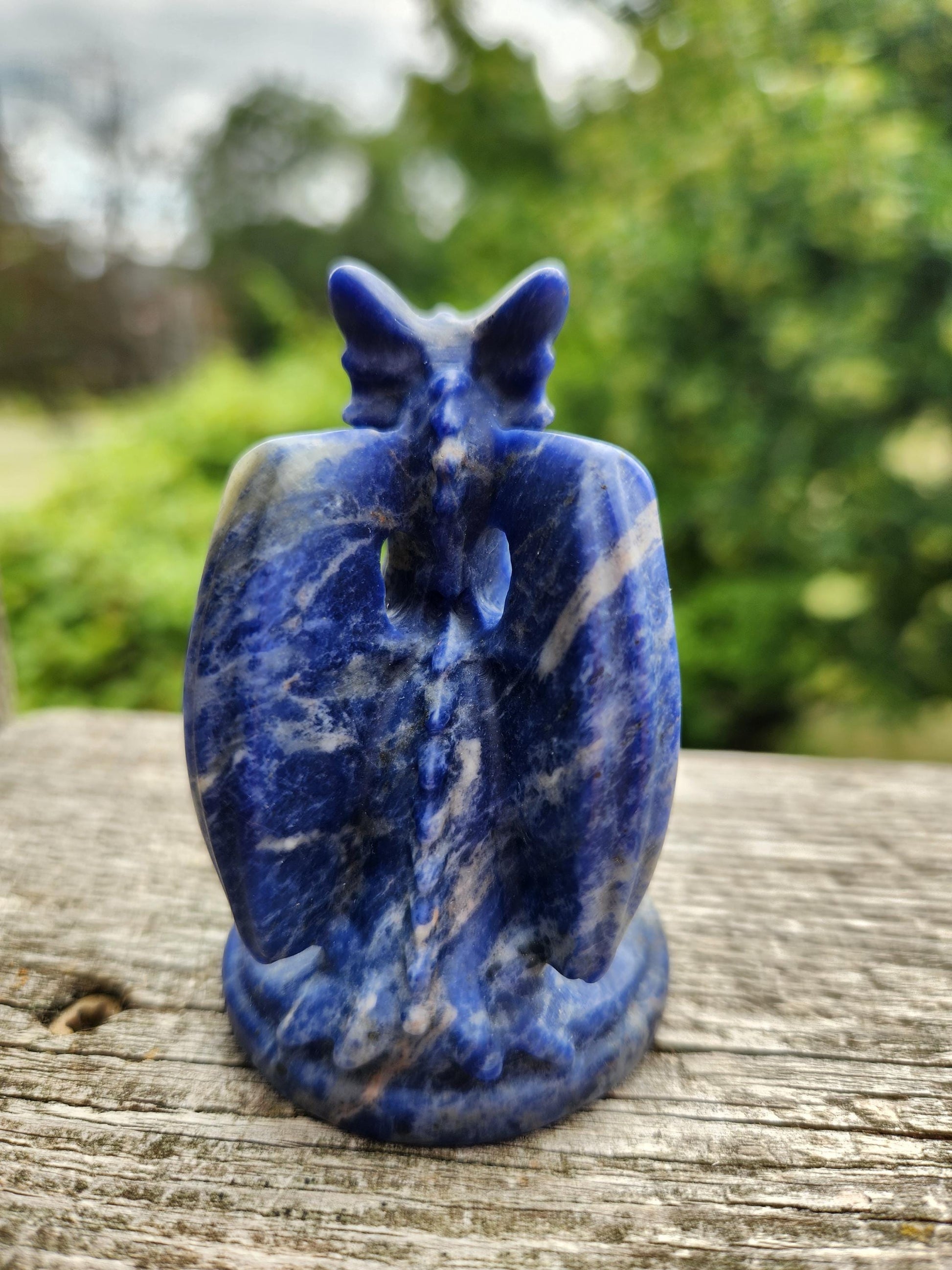 Sodalite Crystal Dragon Carving - DnD, Decor
